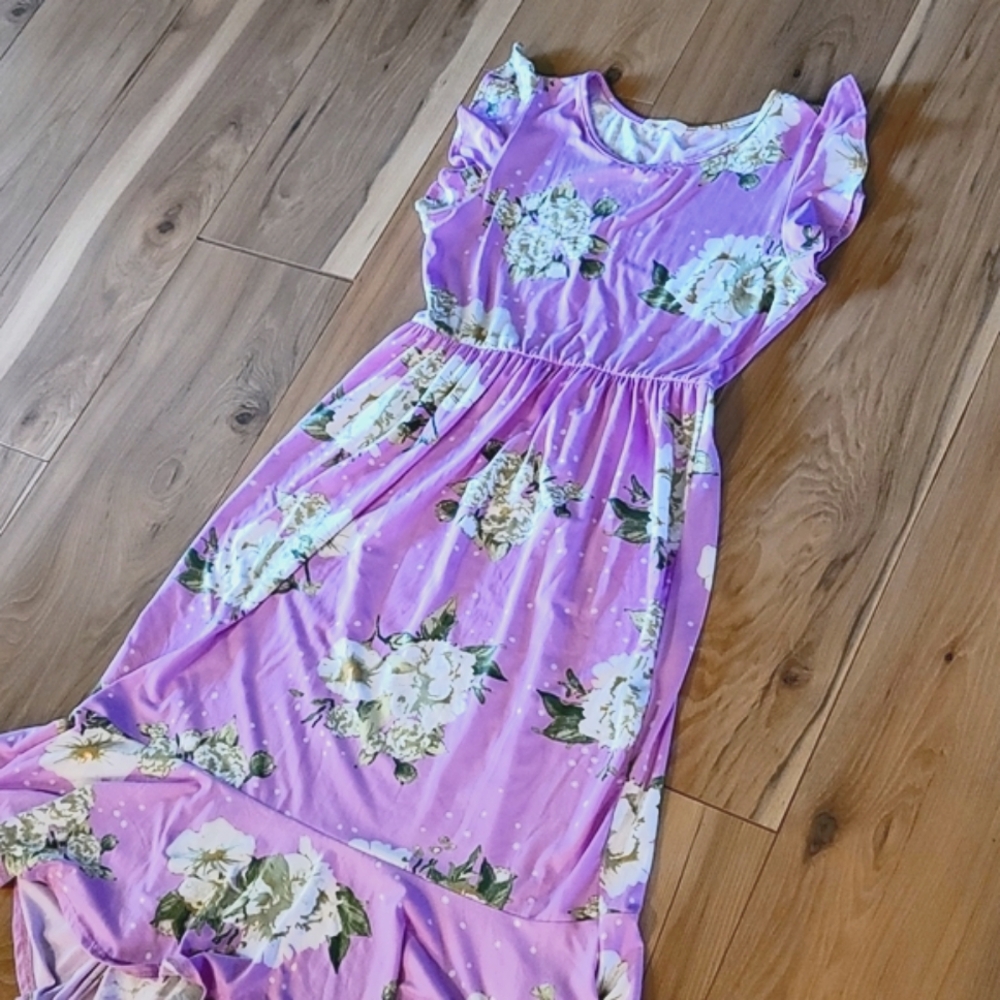 REBORN J Pink Floral Mid Babydoll Ruffle Dress - Picture 5 of 13